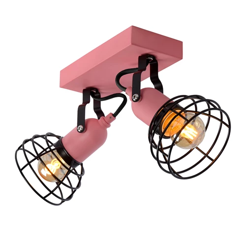 Lucide POLA - Spot plafond Chambres d'enfant - 2xE27 - Rose - détail 1